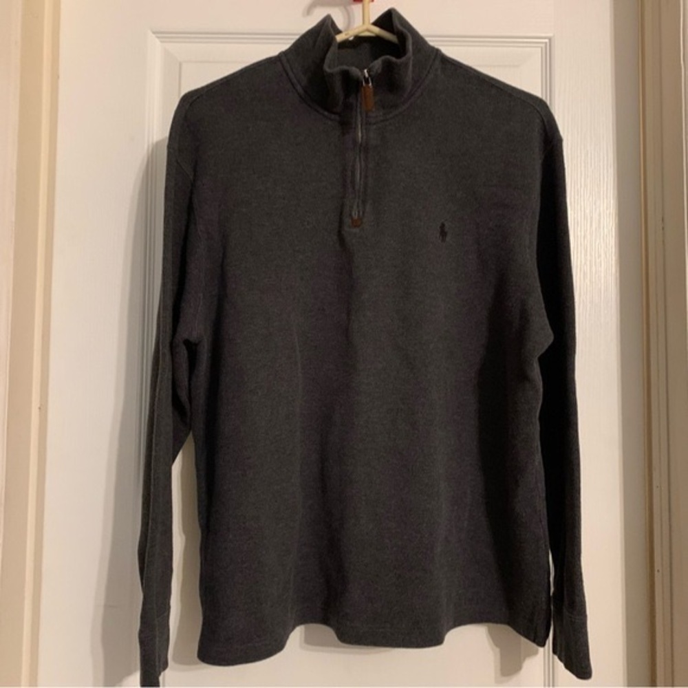 Ralph Lauren Charcoal Zip-Up Mock Neck Sweater